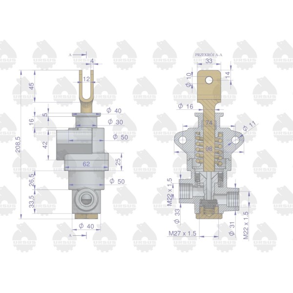 Zawór hamulcowy 42480160, 42481161 C-330 ORYGINAŁ URSUS