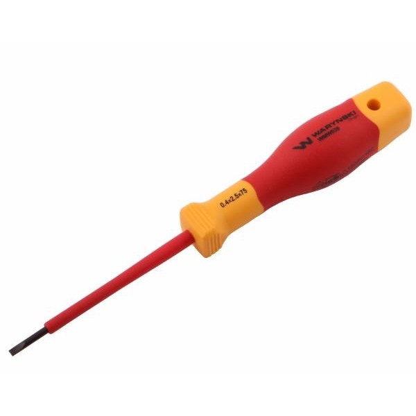 Wkrętak płaski izolowany 2 5 x 75 mm VDE stal S2, Waryński