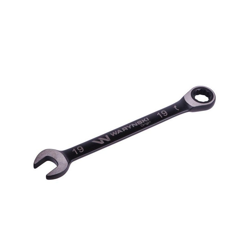 Klucz płasko-oczkowy 19 mm z grzechotką 72 zęby standard ASME B107-2010 Waryński