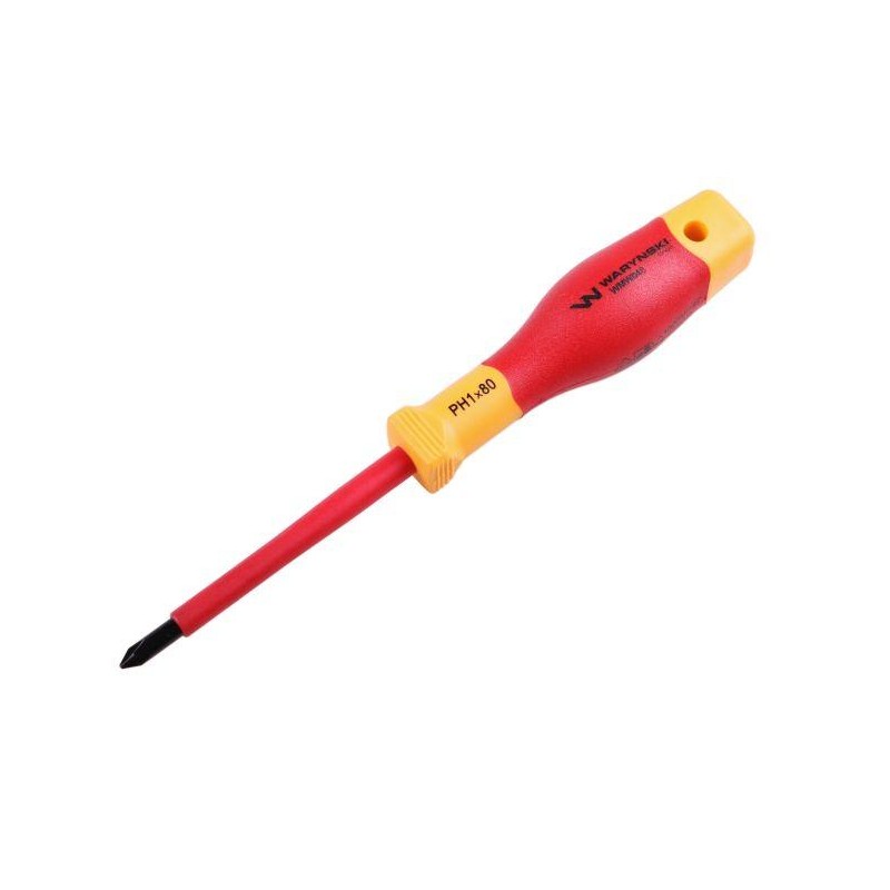 Wkrętak PH1*80mm izolowany VDE stal S2, Waryński