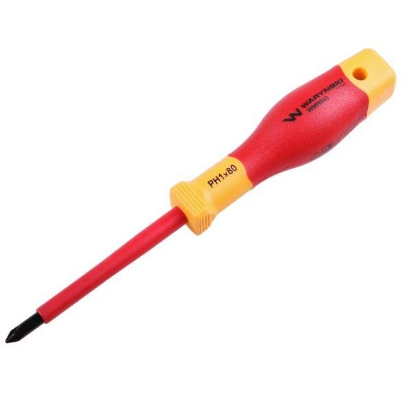 Wkrętak PH1*80mm izolowany VDE stal S2, Waryński