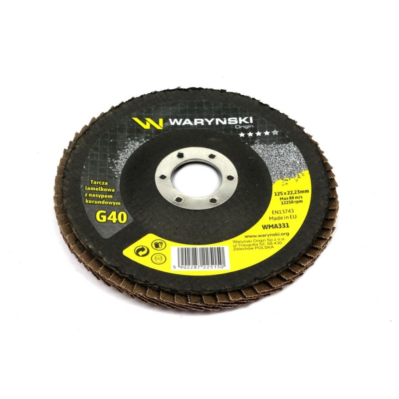 Tarcza do szlifierki 125 mm lamelkowa z elektrokorundem GR40 (sprzedawana po 10 szt ) Waryński