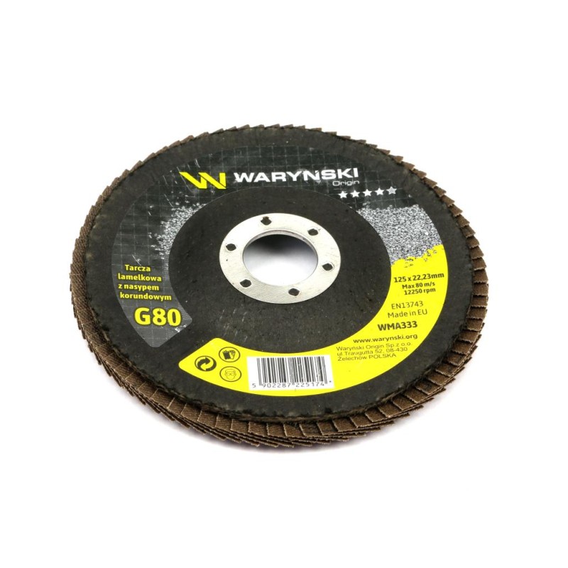 Tarcza do szlifierki 125 mm lamelkowa z elektrokorundem GR80 (sprzedawana po 10 szt ) Waryński