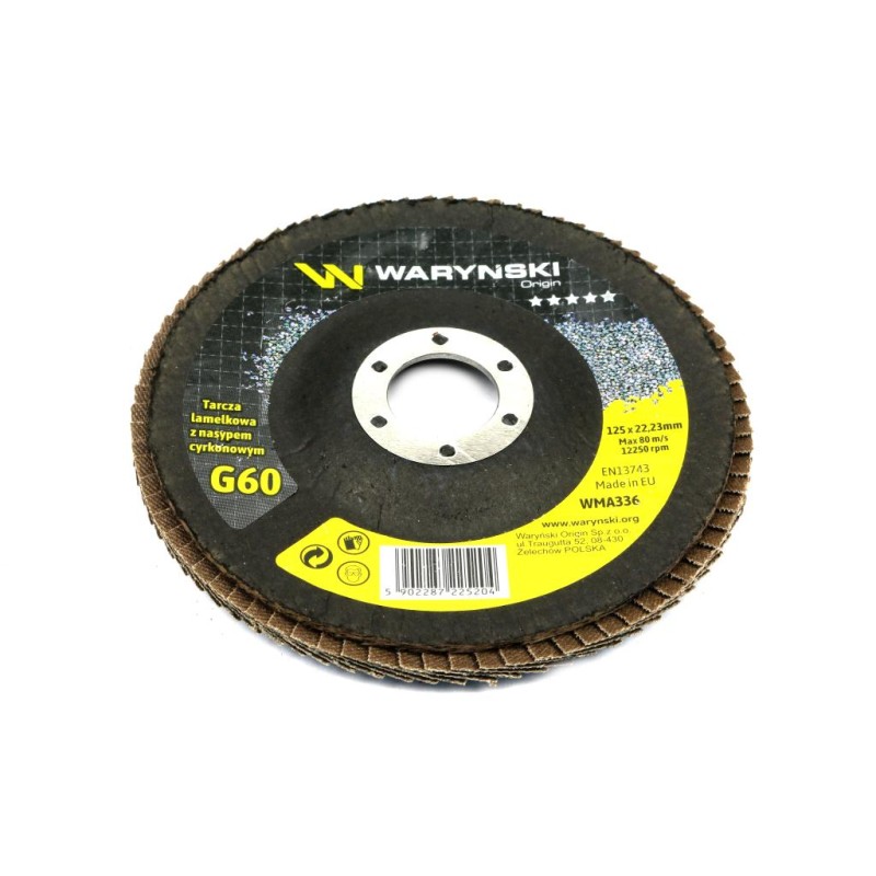 Tarcza do szlifierki 125 mm lamelkowa cyrkonowa GR60 (sprzedawana po 10 szt ) Waryński