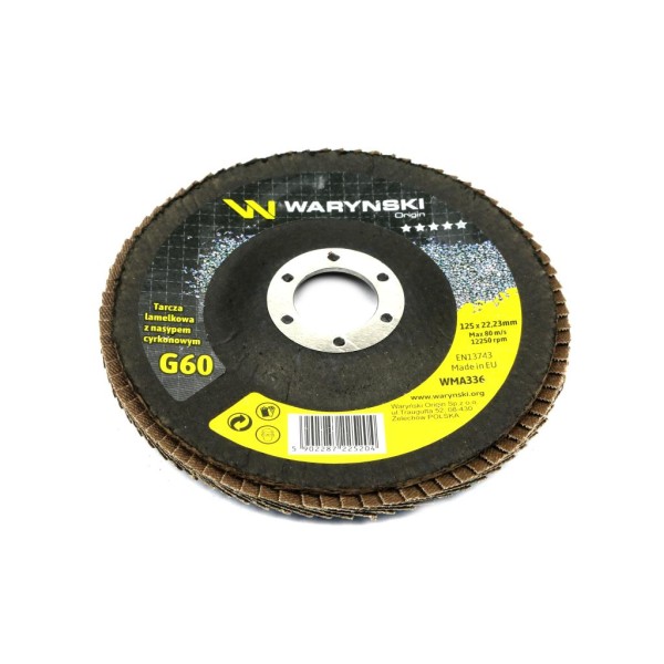 Tarcza do szlifierki 125 mm lamelkowa cyrkonowa GR60 (sprzedawana po 10 szt ) Waryński