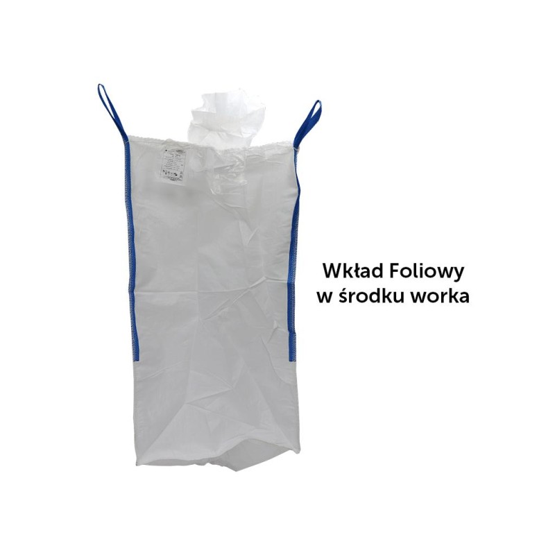 Worek BIG BAG 1000kg z wkładem foliowym 95 x 95 x 165 4 uchwyty Lej zasypowy Dół zamknięty Tasiemka TEGER