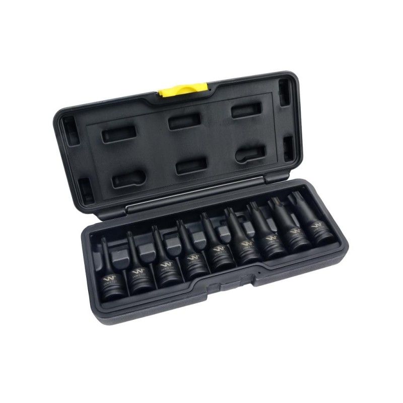 Zestaw nasadek udarowych, 1 2 typu STAR TORX 9 el ze stali CrMo, do prac w mechanice, Waryński